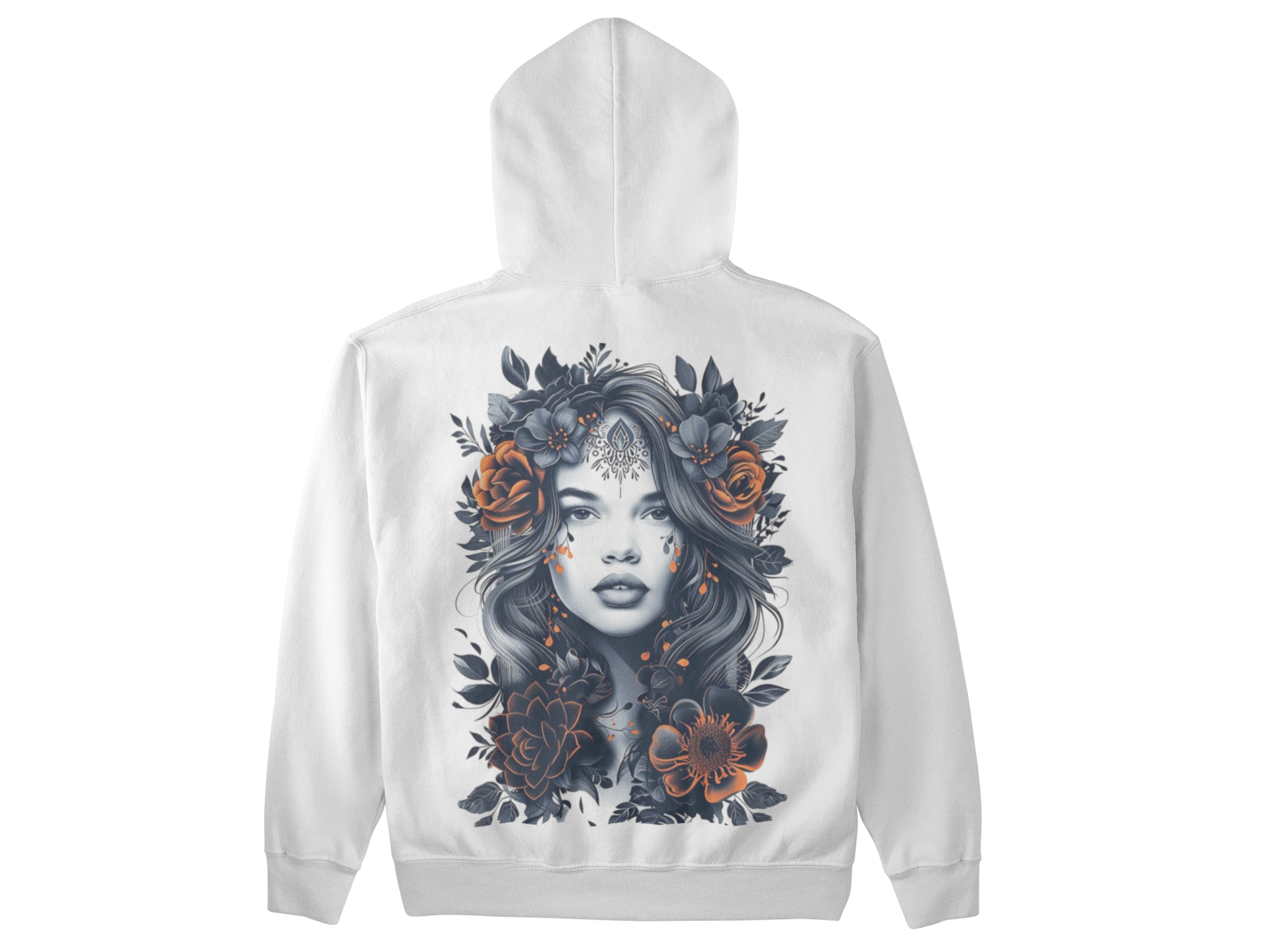 Hoodie à capuche blanc artistique pour femme – un sweat à capuche tendance, fleuri et féminin