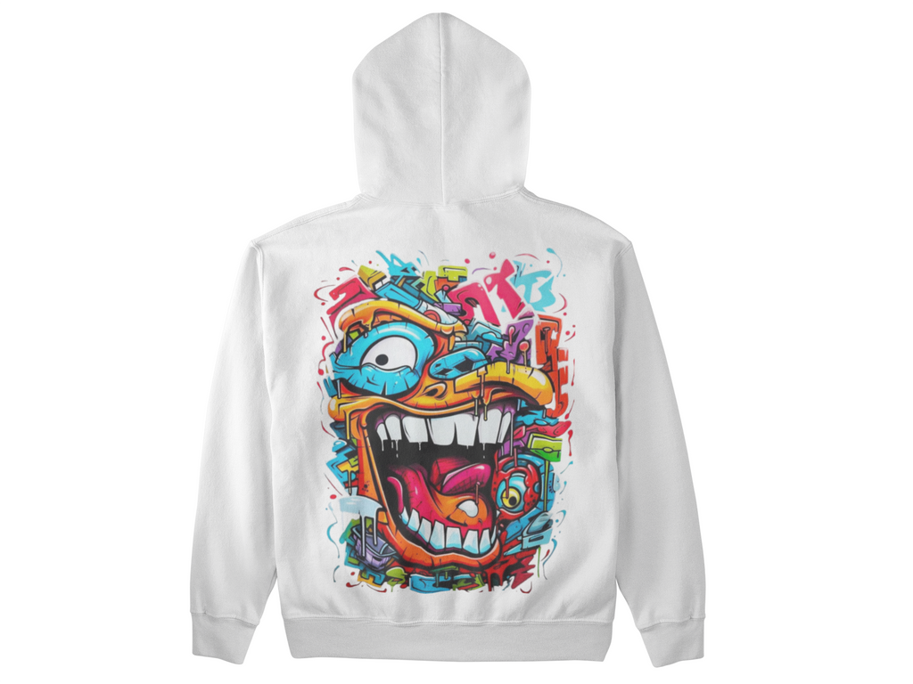 Hoodie Streetwear Artistique – Design Œil & Visage Graffiti | Unisexe