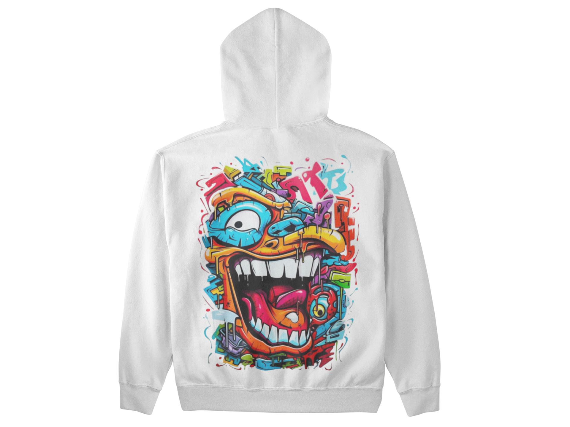 Hoodie Streetwear Artistique – Design Œil & Visage Graffiti | Unisexe