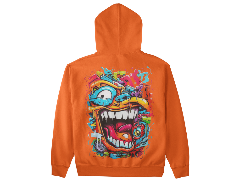 Hoodie Streetwear Artistique – Design Œil & Visage Graffiti | Unisexe