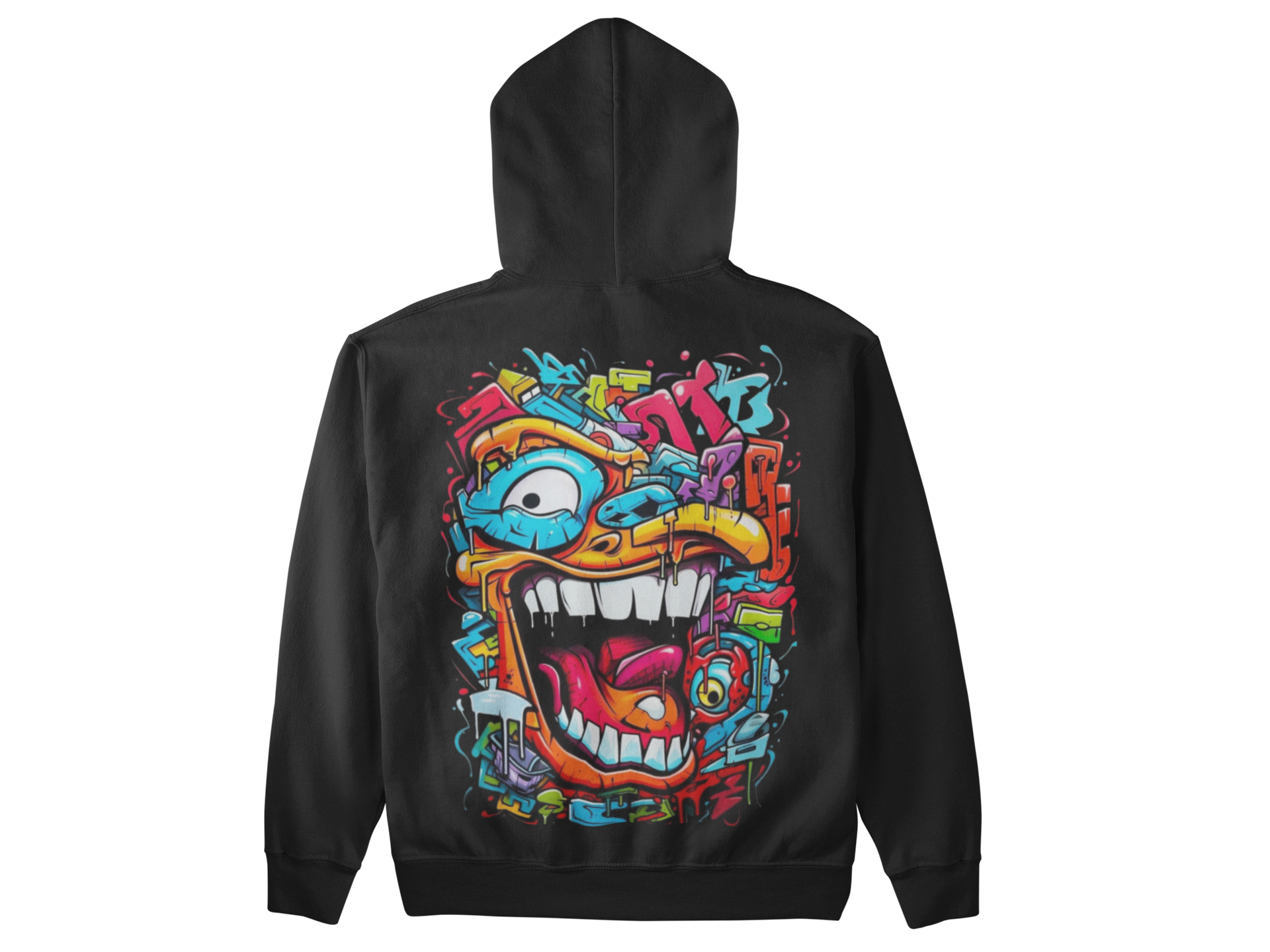 Hoodie Streetwear Artistique – Design Œil & Visage Graffiti | Unisexe
