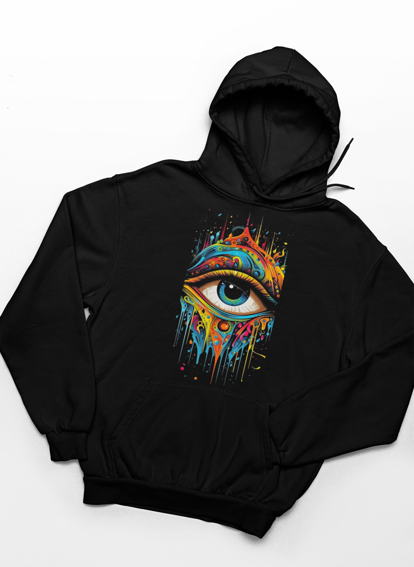 Hoodie Streetwear Artistique – Design Œil & Visage Graffiti | Unisexe